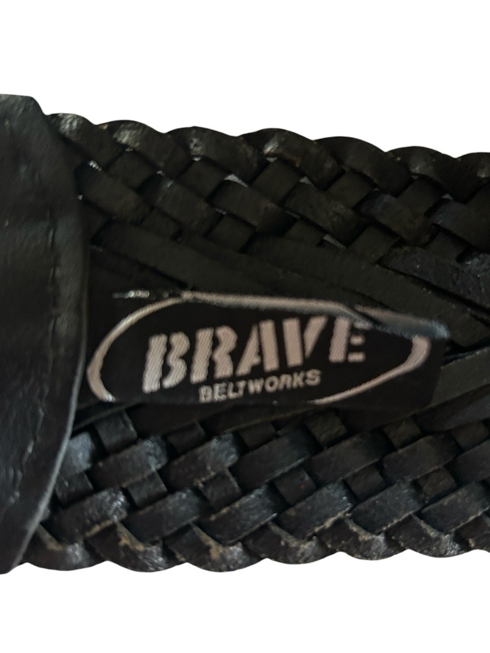 Brave Beltworks Vintage Wide Woven Belt Brass Buckle Black Size 34 - Picture 5 of 6